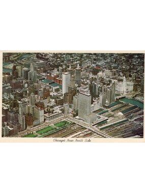 Vintage Chicago Near North Side Aerial View Postcard CK-298 1960s Unused 5¢ Stam